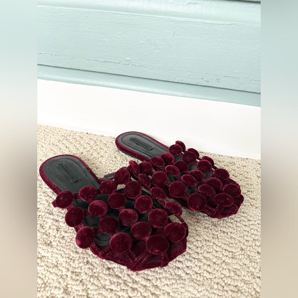 Alexander wang Amelia velvet slide slip-on mule Bordeaux flats size 6.5/7 - Picture 2 of 9